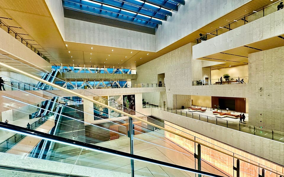 The bright multi-level atrium and galleries inside Shanghai Museum East